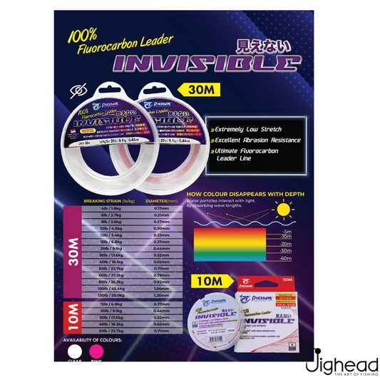 Pioneer Invisible Flurocarbon Leader 30M | 6lb-80lb