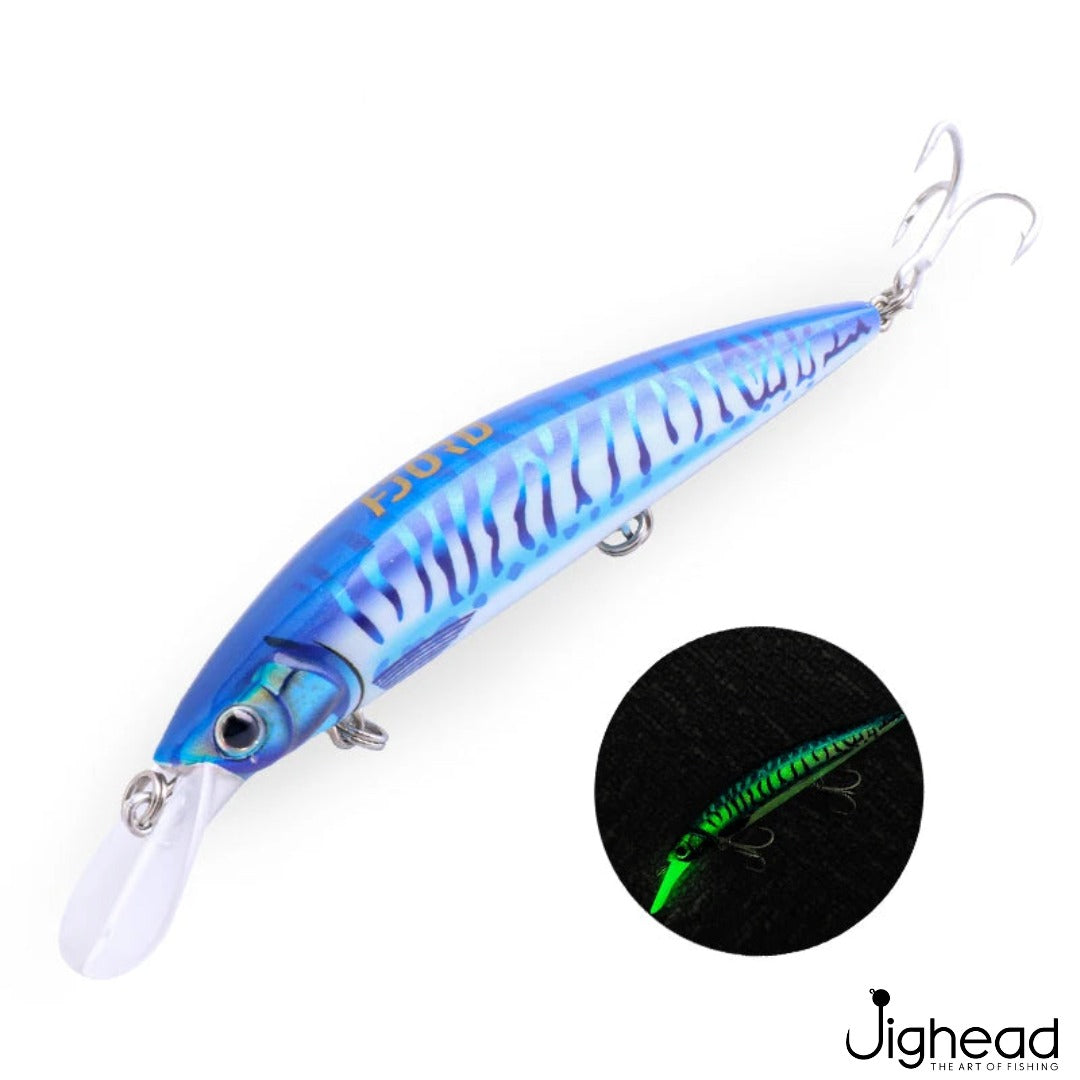 Fjord 90mm heavy minnow C21 - Blue Zebra Glow
