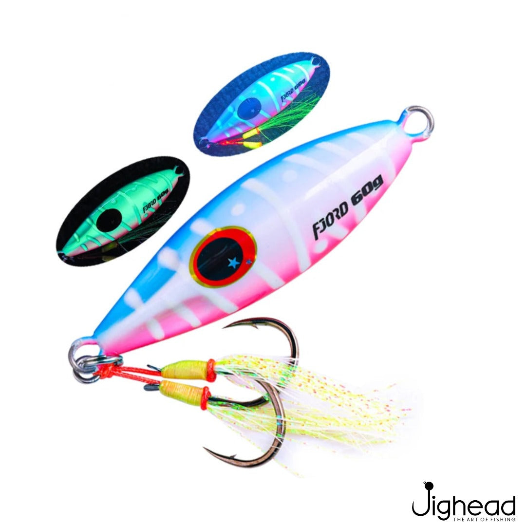 Fjord 40g slow pitch glow jig 10 - Blue Pink Glow
