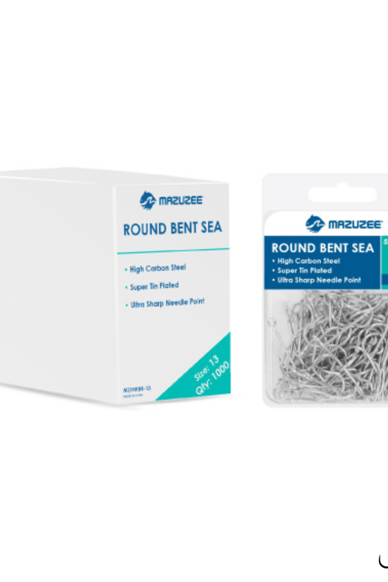 MAZUZEE - Round Bent Sea Hooks | Size 14- 19 | 100pcs