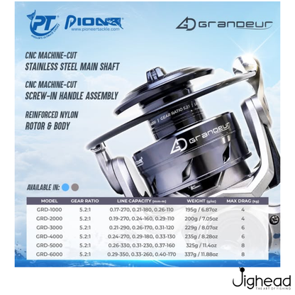 Pioneer Grandeur Inshore Saltwater Spinning Reel |GRD3000 - GRD4000