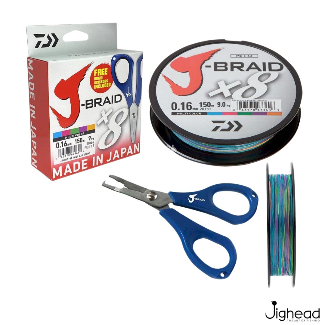 Daiwa J braid X8 With Free Scissor  | 0.10mm-0.22mm