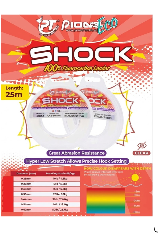 Pioneer Shock Flurocarbon Leader | 25M | 25lb-40lb