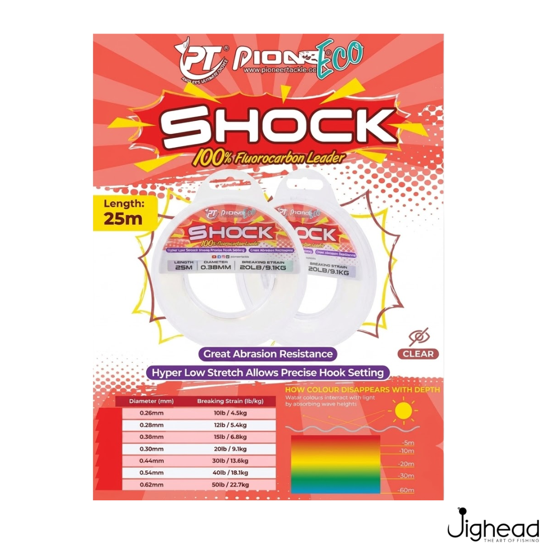 Pioneer Shock Fluorocarbon Leader | 25M | 25lb-40lb