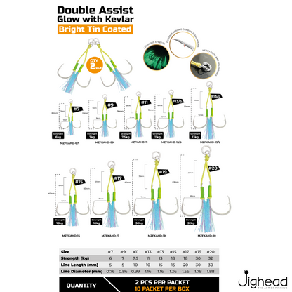 Mazuzee Double Assist Glow With Kevlar ( BRIGHT TIN COATED) - MZFKAHD-XX