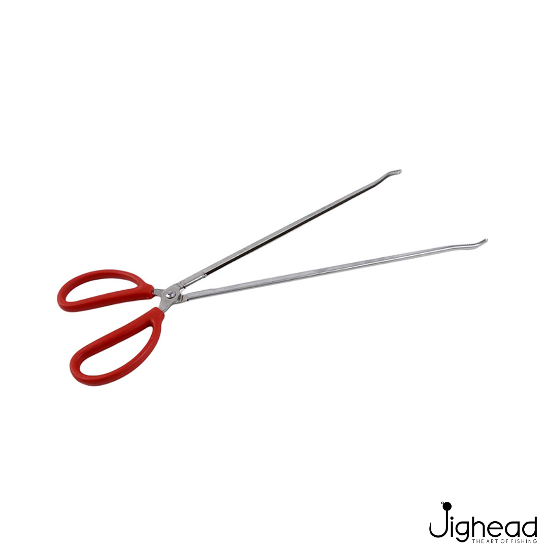 Multi-Function Crab Tongs 14.5 inch 37 cm Metal ABS Anti-Slip Grip  Crab tongs open showing the wide jaw for gripping crabs
