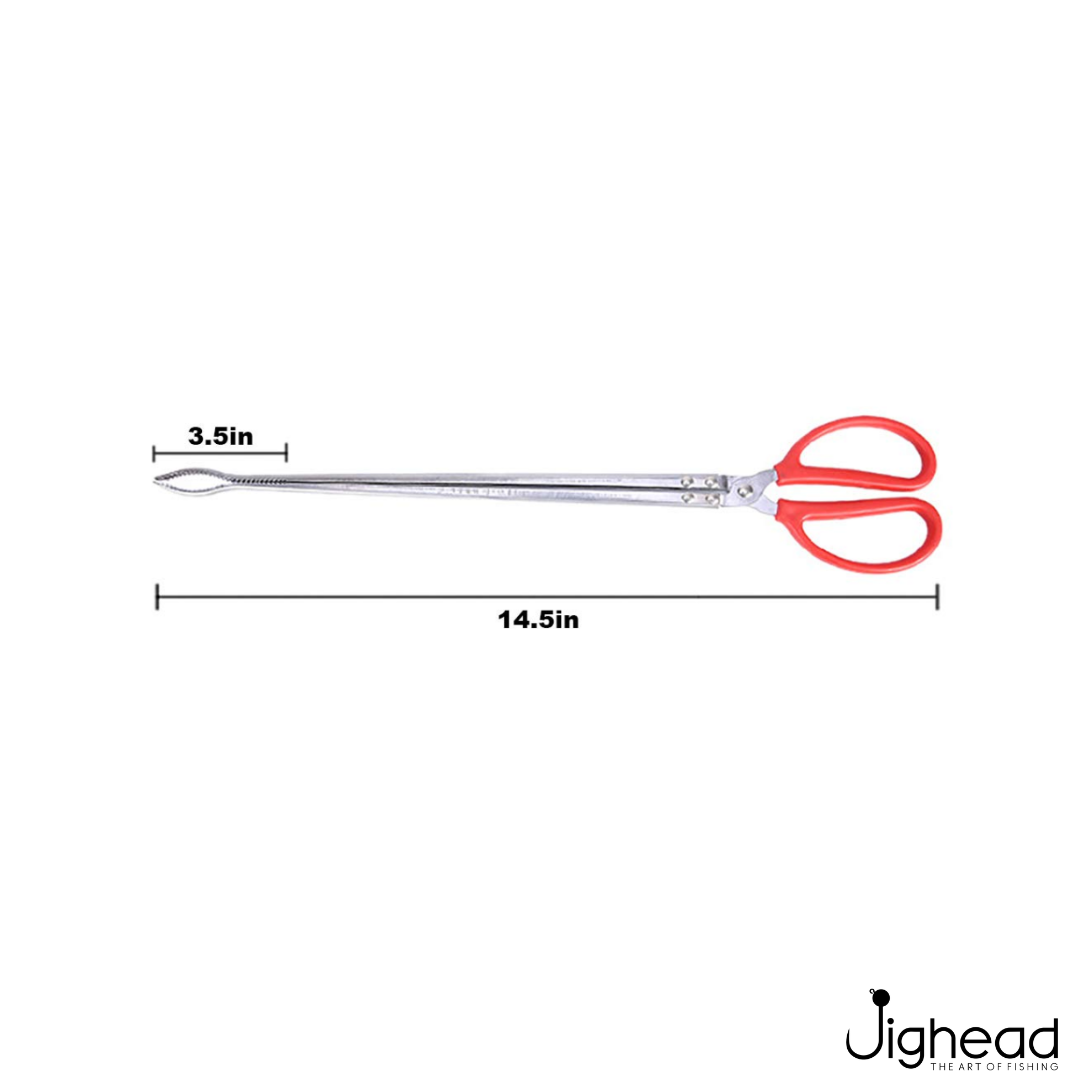 Multi-Function Crab Tongs 14.5 inch 37 cm Metal ABS Anti-Slip Grip 2 Crab tongs next to a ruler showing 37cm length