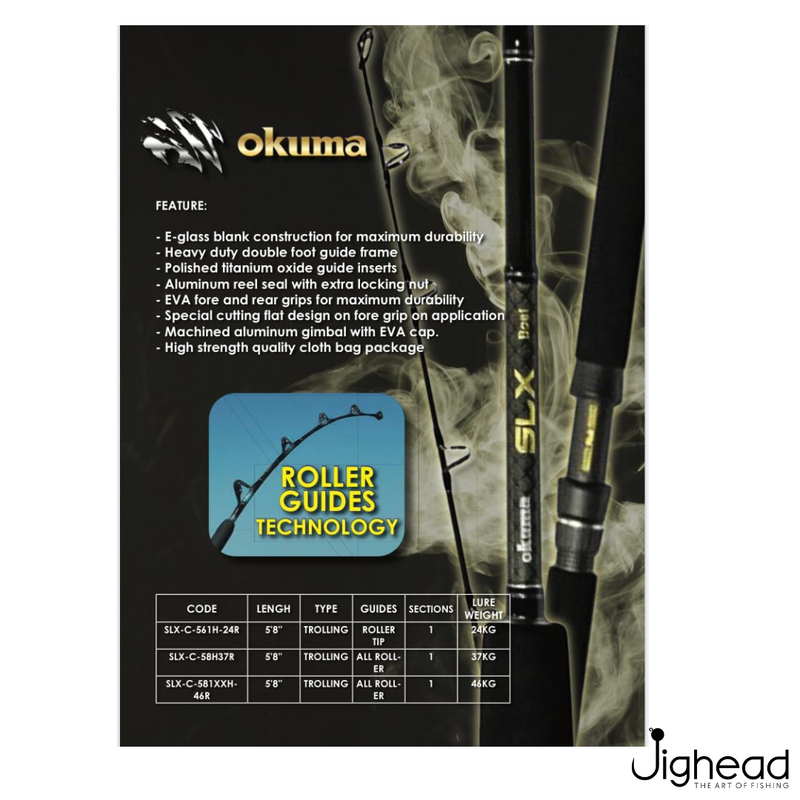 Okuma SLX 5.8ft 46kg Roller Guide Trolling Rod