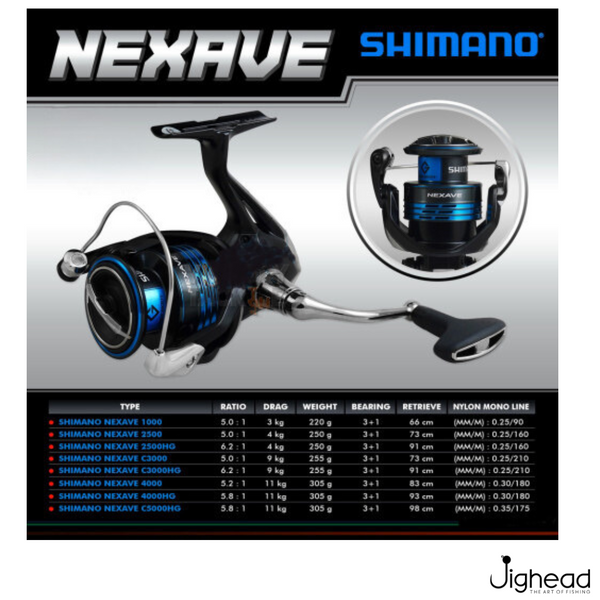 Shimano Nexave 1000-2500HG Spinning Reel
