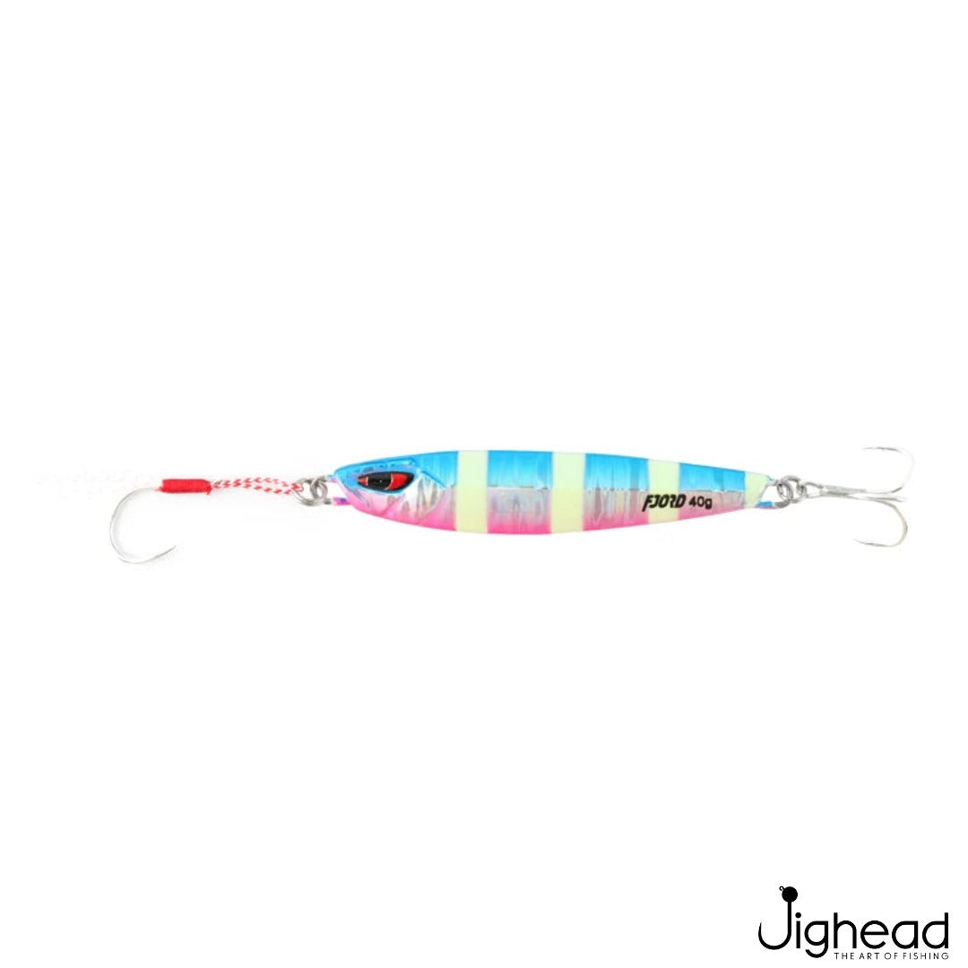 Fjord casting jig 4 - Blue Pink Zebra Glow