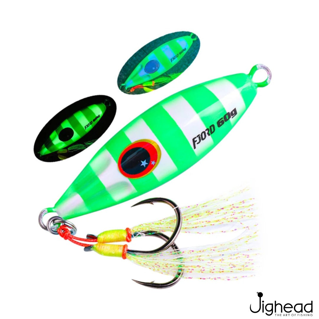 Fjord 40g slow pitch glow jig 8 - Green Glow