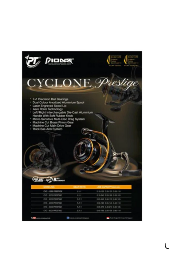 Pioneer Cyclone 2000- 5000 Prestige XE Spinning Reel